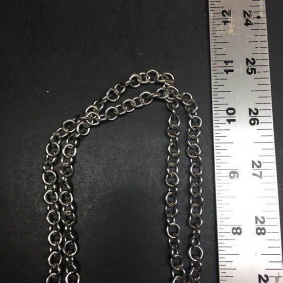 Silver Chain Toggle Necklace Purple Blue Green Dangles Retro BoHo - Picture 4 of 4